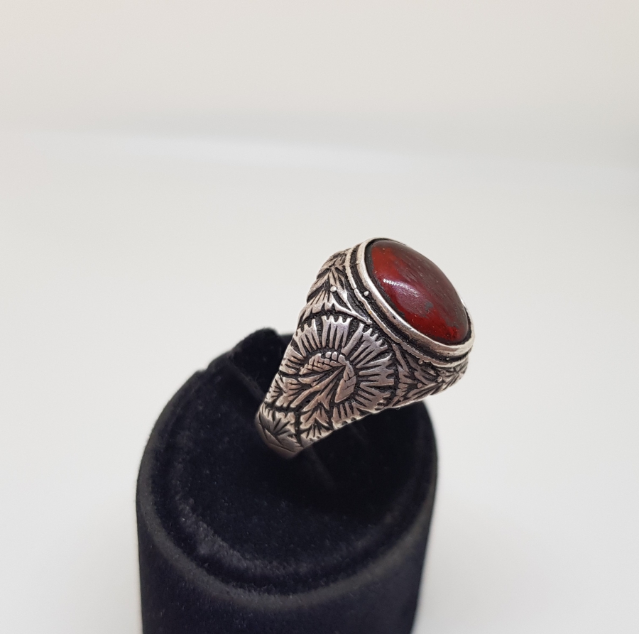 KEHRİBAR TAŞLI GÜMÜŞ YÜZÜK