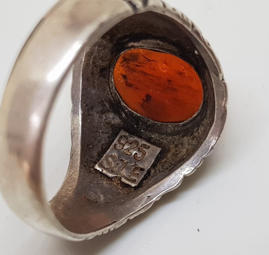 KEHRİBAR TAŞLI GÜMÜŞ YÜZÜK