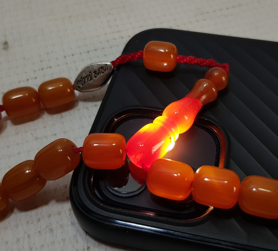 ŞÜKRÜ BABA İMZALI SIKMA KEHRİBAR TESPİH