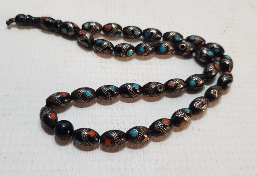 TURKUAZ MERCAN VE GÜMÜŞ ÇAKMA YUSURİ TESPİH