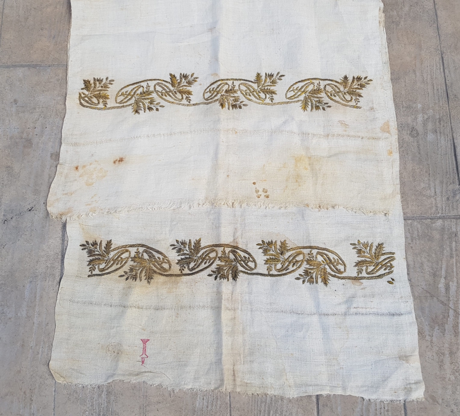 OSMANLI DÖNEMİ SIRMALI BURSA İŞİ NADİR MİNARELİ DAMGALI HAVLU