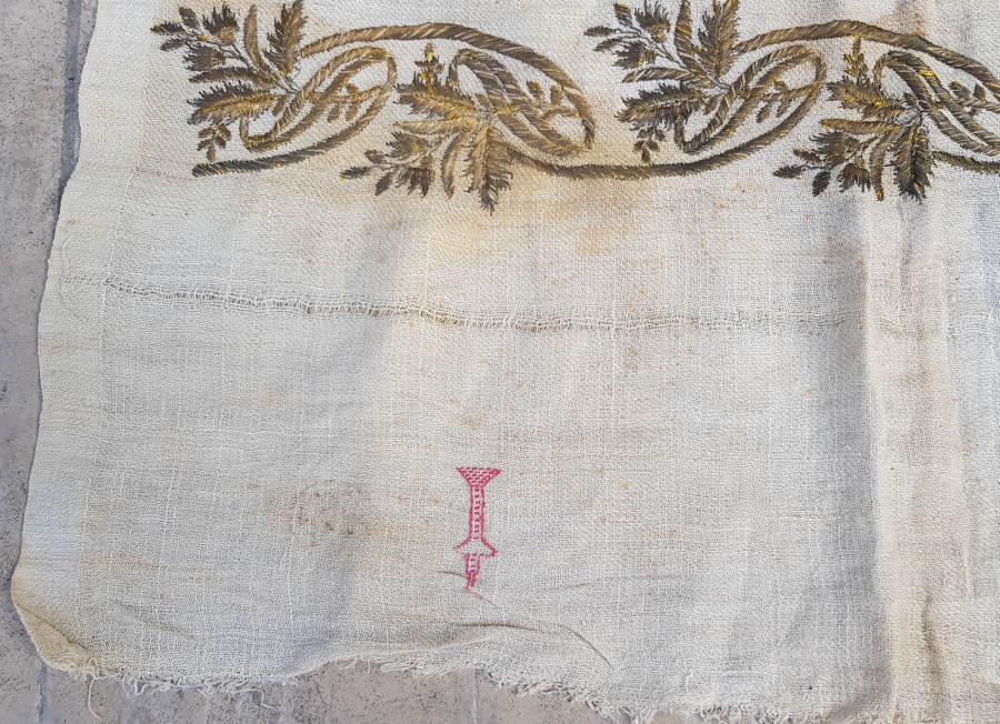 OSMANLI DÖNEMİ SIRMALI BURSA İŞİ NADİR MİNARELİ DAMGALI HAVLU