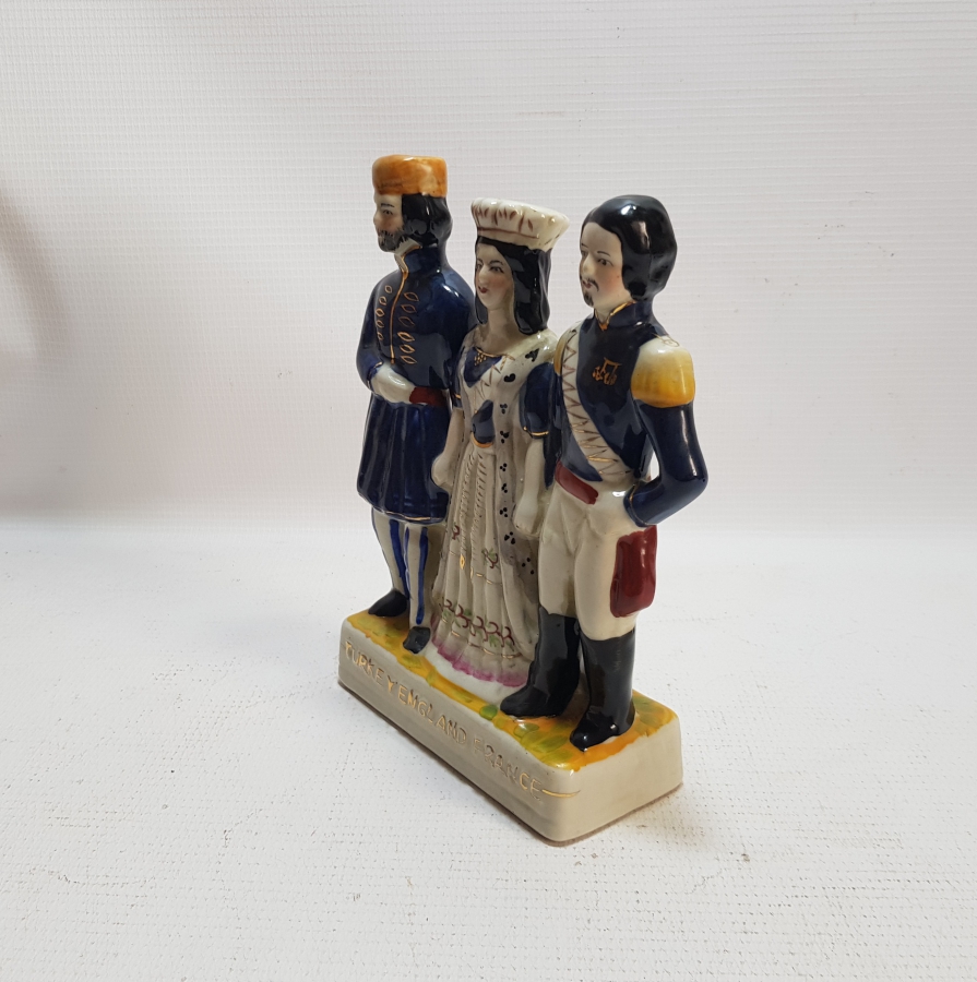 1856 KIRIM SAVAŞI HATIRASI ÜÇLÜ İTTİFAK LİDERLER KONULU PORSELEN HEYKEL - ÇOK NADİR