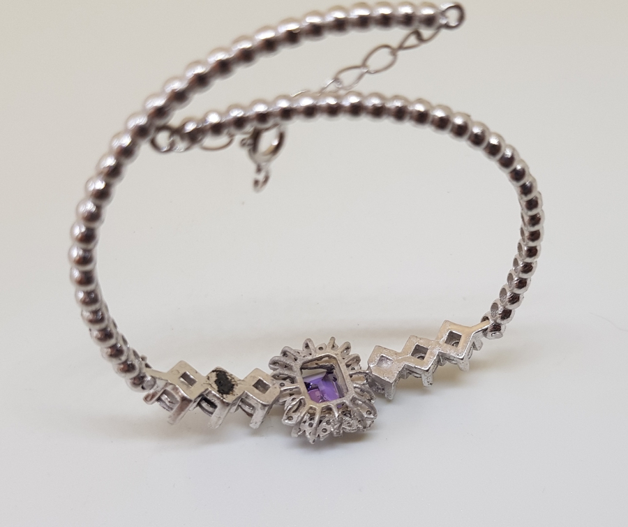 AMETİST VE ELMAS TAŞLI ÖZEL YAPIM BİLEKLİK