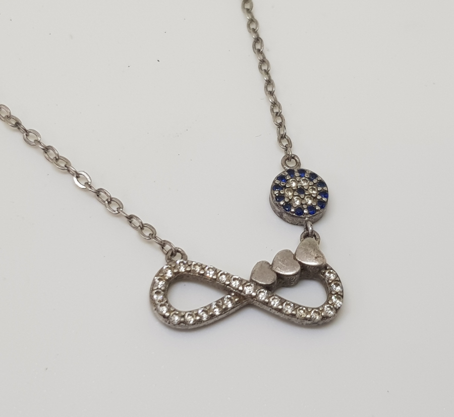 SONSUZLUK GÖRSELLİ MARGAZİT TAŞLI GÜMÜŞ KOLYE