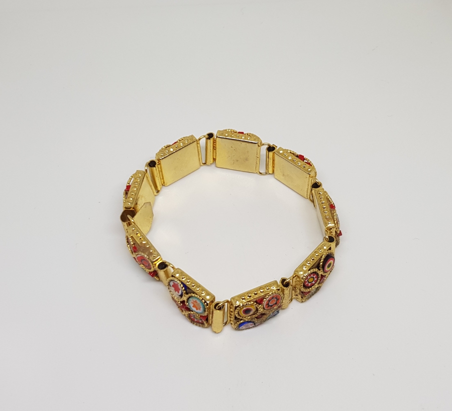 ÖZEL YAPIM MİKRO MOZAİK FORMLU ALTIN KAPLAMA BİLEKLİK