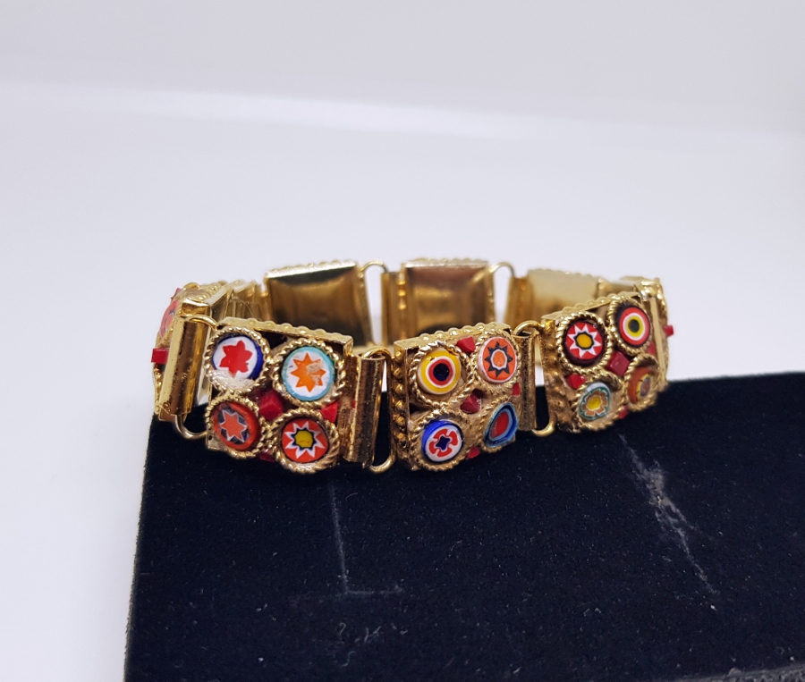 ÖZEL YAPIM MİKRO MOZAİK FORMLU ALTIN KAPLAMA BİLEKLİK