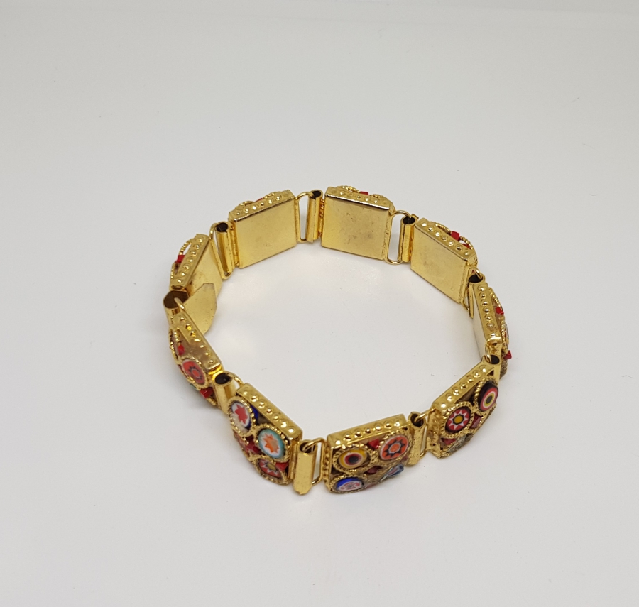 ÖZEL YAPIM MİKRO MOZAİK FORMLU ALTIN KAPLAMA BİLEKLİK