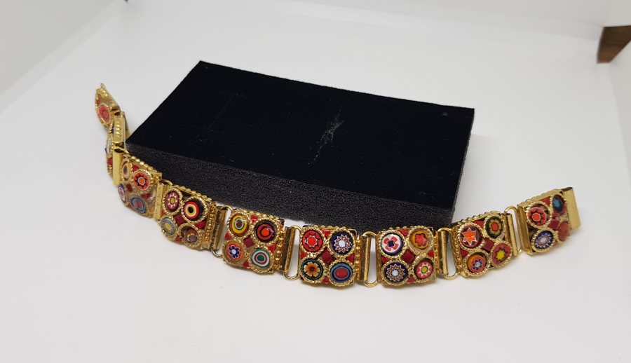 ÖZEL YAPIM MİKRO MOZAİK FORMLU ALTIN KAPLAMA BİLEKLİK