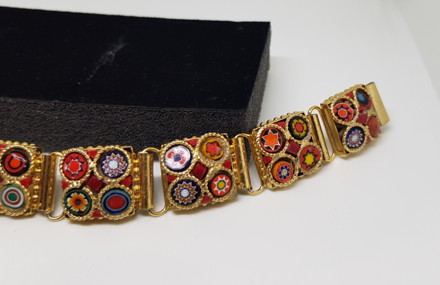 ÖZEL YAPIM MİKRO MOZAİK FORMLU ALTIN KAPLAMA BİLEKLİK