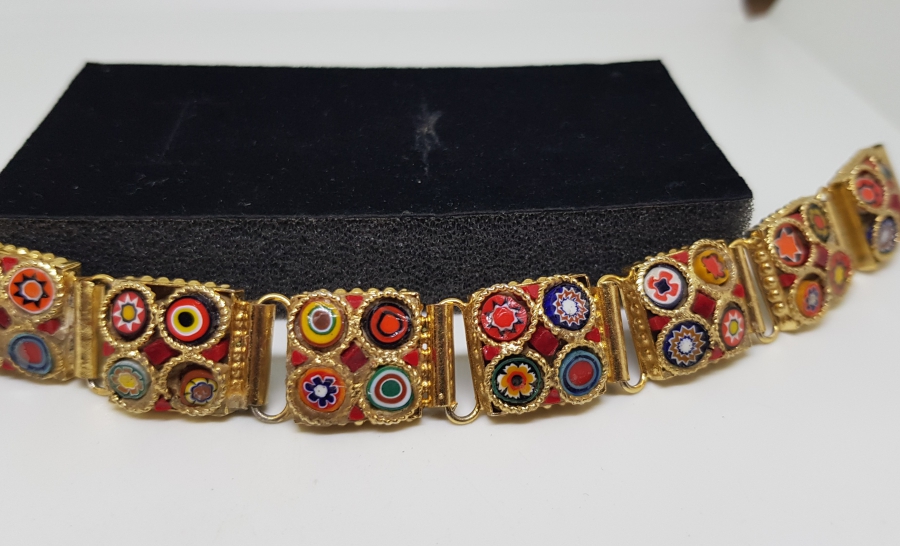 ÖZEL YAPIM MİKRO MOZAİK FORMLU ALTIN KAPLAMA BİLEKLİK