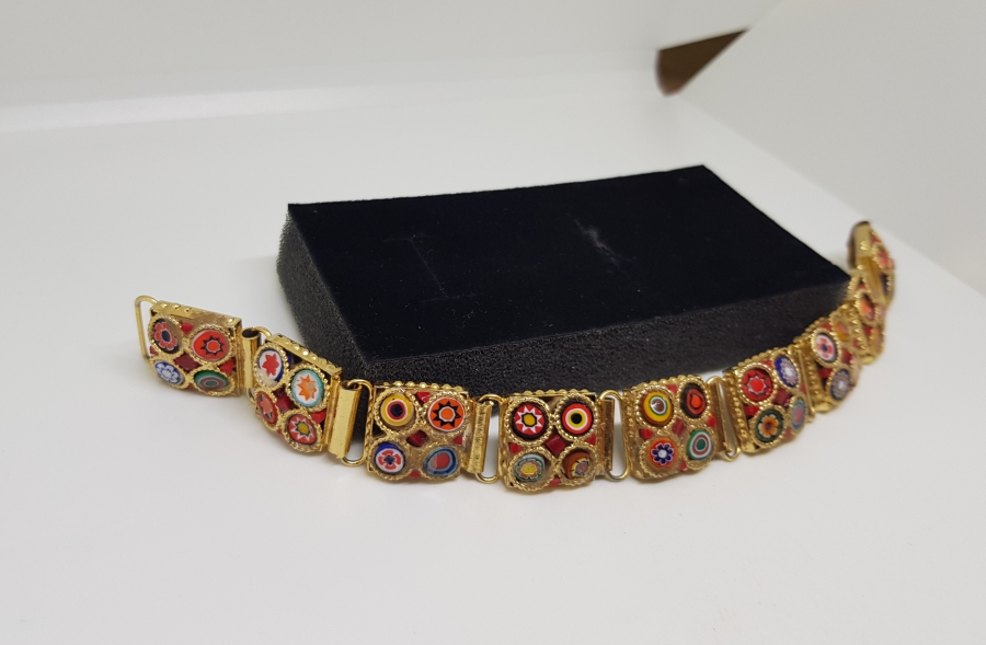 ÖZEL YAPIM MİKRO MOZAİK FORMLU ALTIN KAPLAMA BİLEKLİK