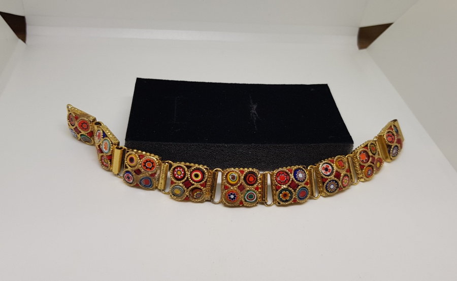 ÖZEL YAPIM MİKRO MOZAİK FORMLU ALTIN KAPLAMA BİLEKLİK