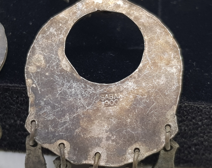 ÖZEL YAPIM DOĞAL TAŞLI ANTİKA GÜMÜŞ BÜYÜK BOY KÜPE