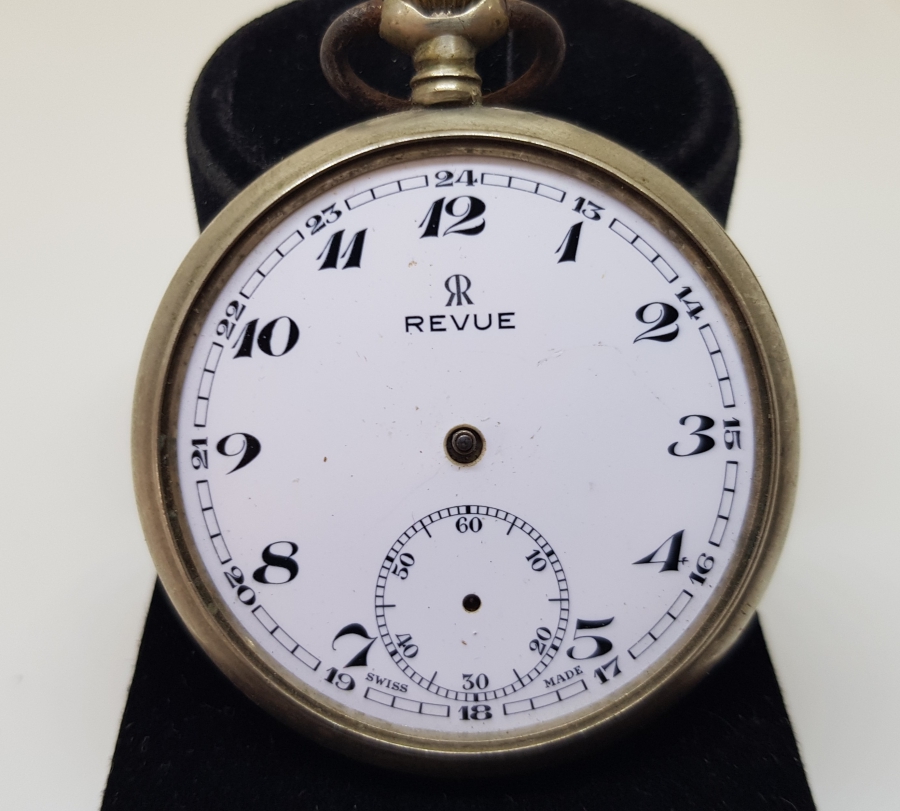 ÇİL KADRANLI REVUE MARKA İSVİÇRE YAPIMI CEP SAATİ