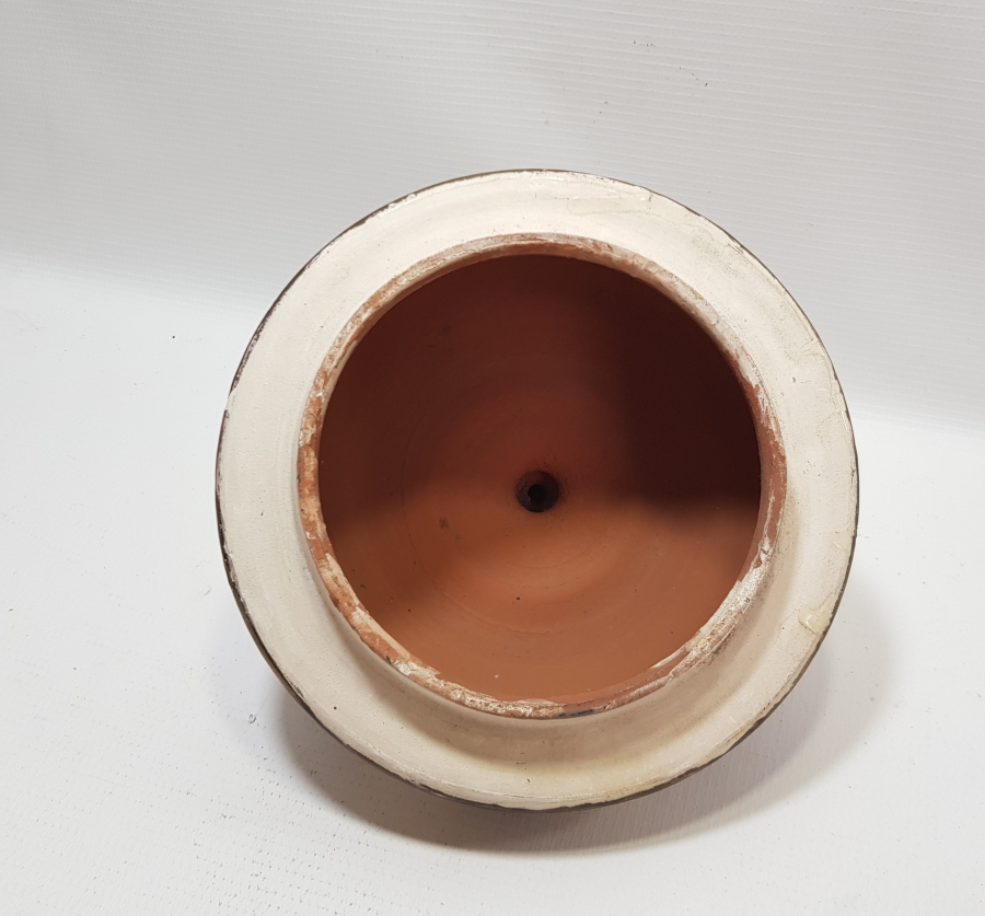 NADİR FORMDA EL BOYAMA İŞÇİLİKLİ 1800 BAŞLARI BÜYÜK BOY KÜTAHYA TOPRAK LENGER KAPAĞI