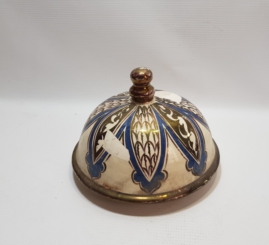 NADİR FORMDA EL BOYAMA İŞÇİLİKLİ 1800 BAŞLARI BÜYÜK BOY KÜTAHYA TOPRAK LENGER KAPAĞI