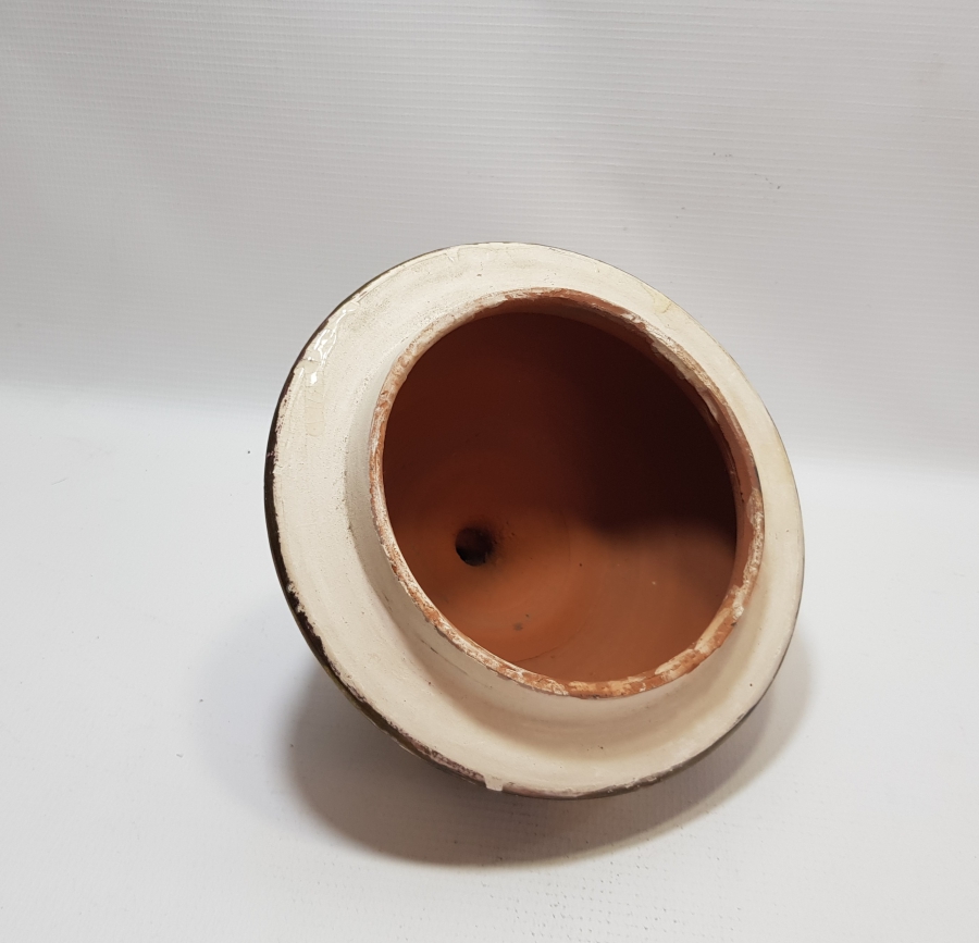 NADİR FORMDA EL BOYAMA İŞÇİLİKLİ 1800 BAŞLARI BÜYÜK BOY KÜTAHYA TOPRAK LENGER KAPAĞI