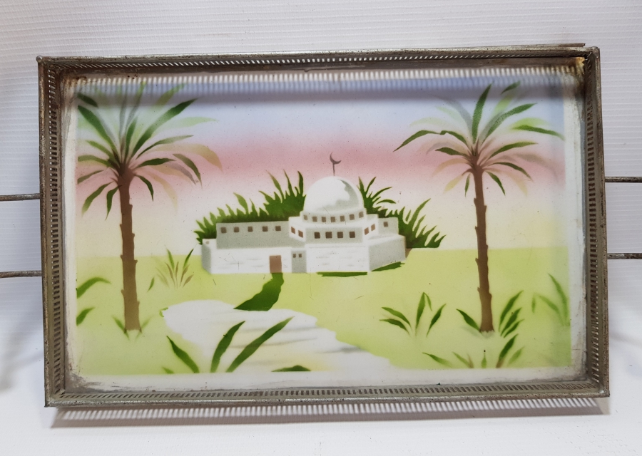 MESCİD-İ AKSA GÖRSELLİ NADİR OSMANLI DÖNEMİ TAŞ TEPSİ