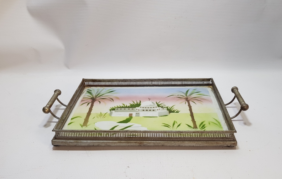 MESCİD-İ AKSA GÖRSELLİ NADİR OSMANLI DÖNEMİ TAŞ TEPSİ