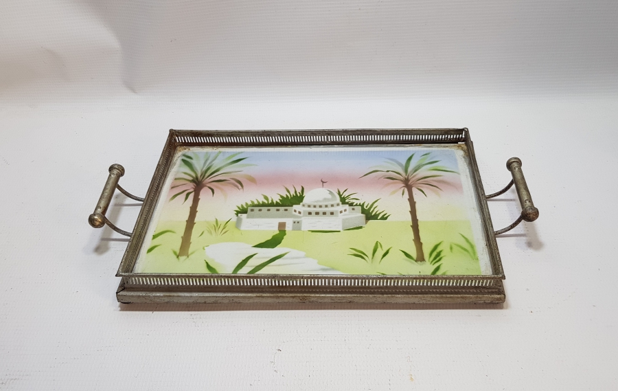 MESCİD-İ AKSA GÖRSELLİ NADİR OSMANLI DÖNEMİ TAŞ TEPSİ