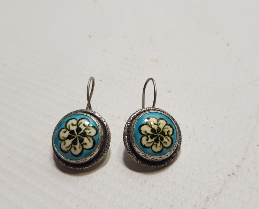 ÖZEL YAPIM EL BOYAMA ANTİKA KÜTAHYA KÜPE