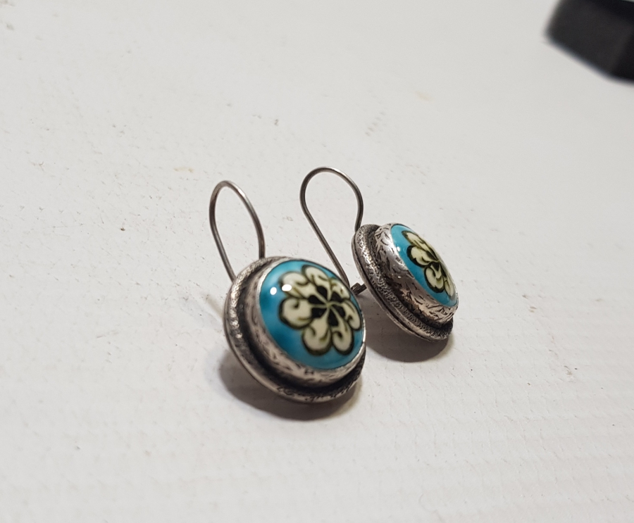 ÖZEL YAPIM EL BOYAMA ANTİKA KÜTAHYA KÜPE