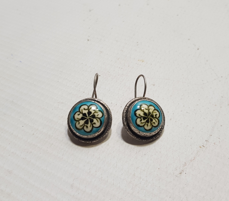 ÖZEL YAPIM EL BOYAMA ANTİKA KÜTAHYA KÜPE