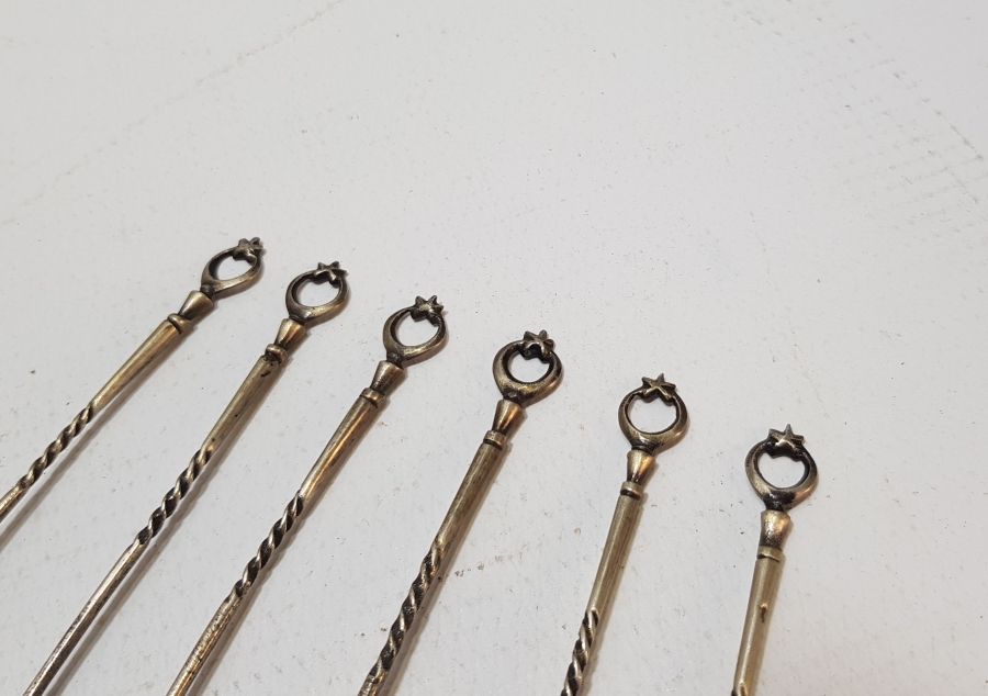 SAPLARI AY YILDIZLI GÜMÜŞ ÇAY KAŞIĞI TAKIMI