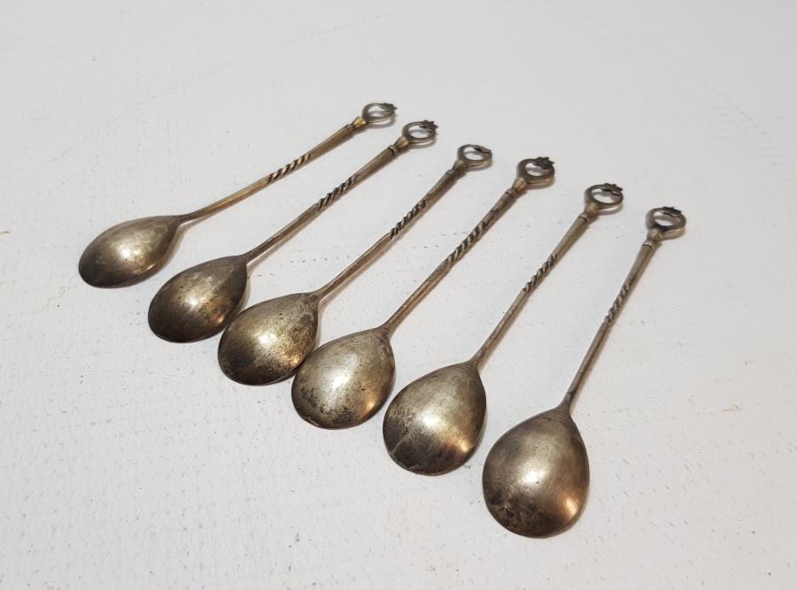 SAPLARI AY YILDIZLI GÜMÜŞ ÇAY KAŞIĞI TAKIMI