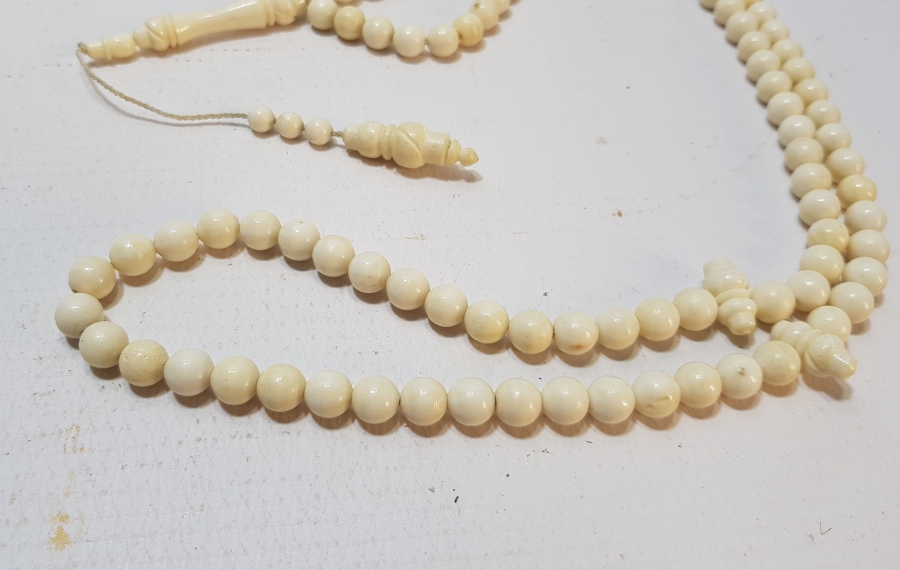 İMAMESİ DERVİŞ SİKKESİ FORMUNDA YAPILMIŞ 99LUK DEVE KEMİĞİ TESPİH