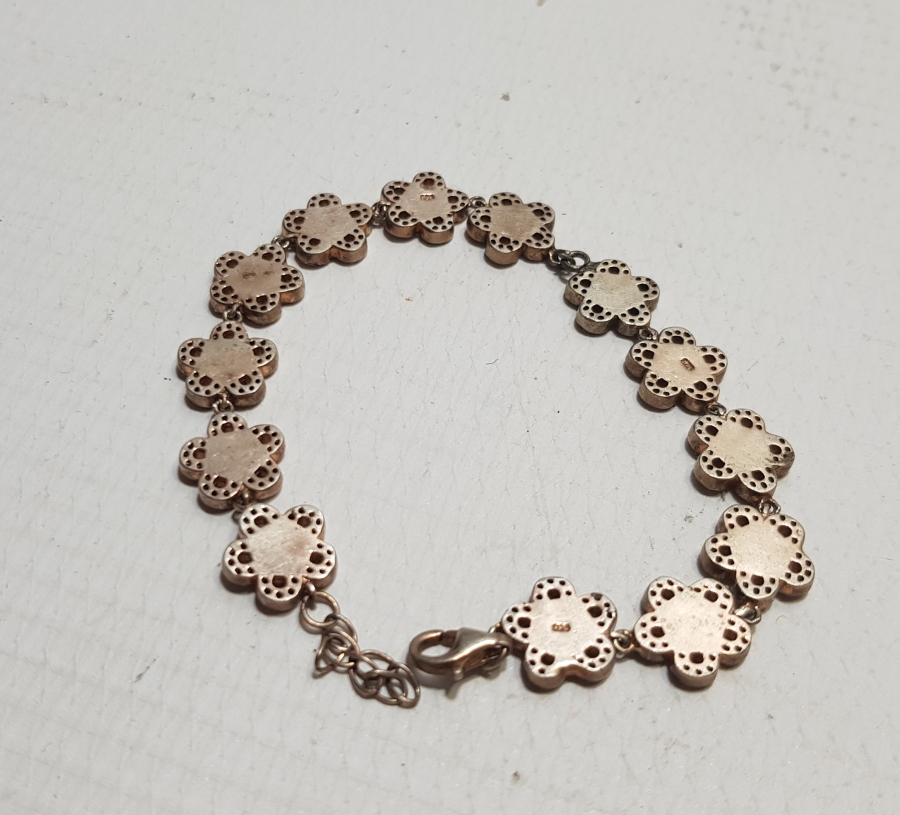 ÜZERİ MARGAZİT TAŞLI VE NAZAR BONCUKLU GÜMÜŞ BİLEKLİK