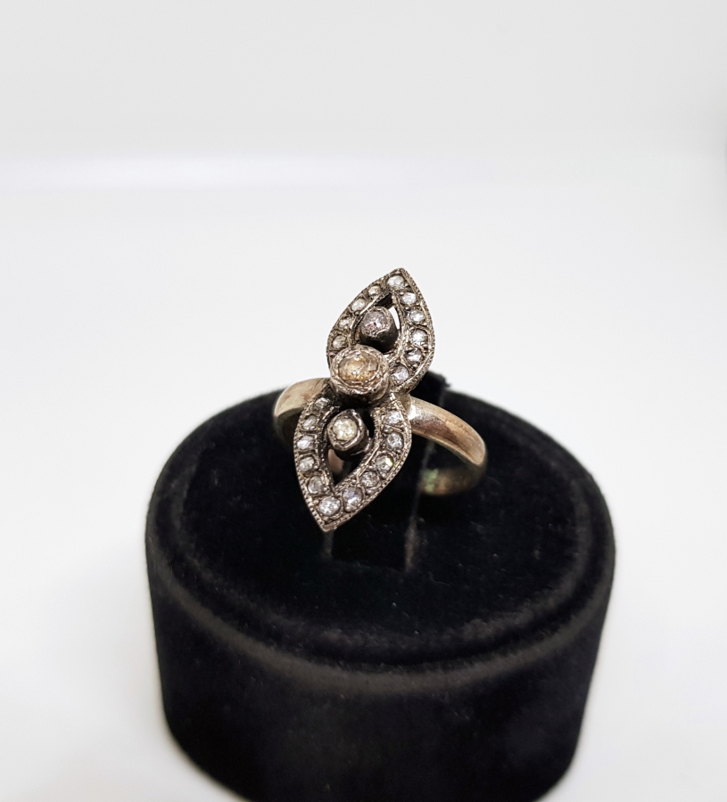 ÜZERİ ELMAS TAŞLI FRANSIZ MEKİĞİ ÖZEL YAPIM OSMANLI YÜZÜK