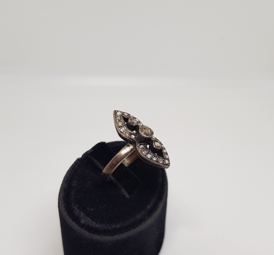 ÜZERİ ELMAS TAŞLI FRANSIZ MEKİĞİ ÖZEL YAPIM OSMANLI YÜZÜK