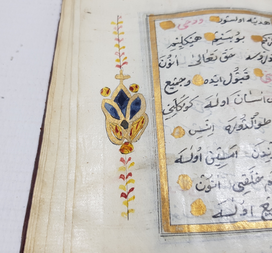 OSMANLI DÖNEMİ ORİJİNAL ALTIN VARAKLI CİLDİNDE EL YAZMA KUR'AN-I KERİM MUSHAFI