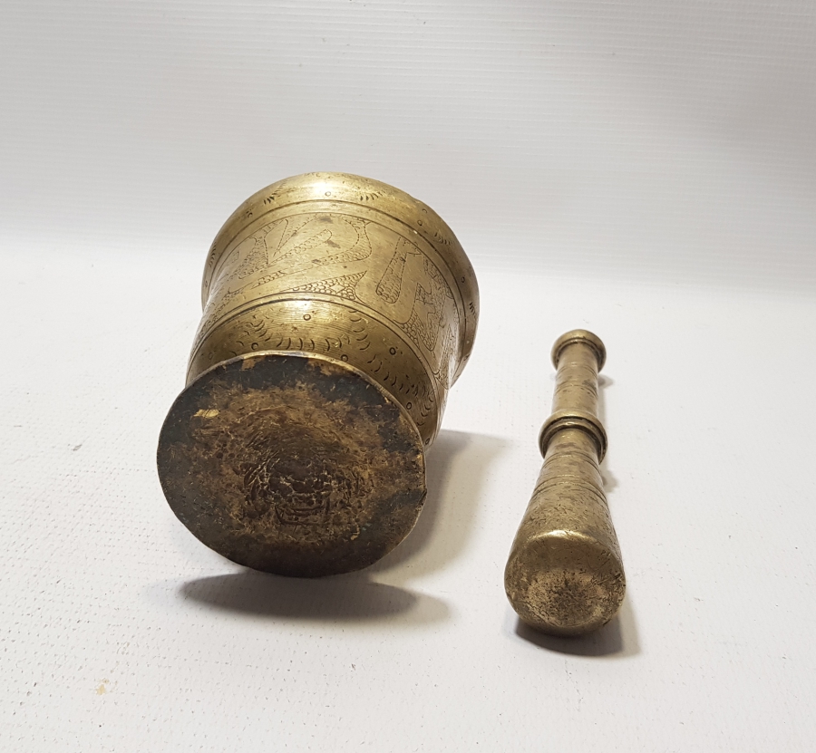 ÜZERİ YAZILI OSMANLI DÖNEMİ SÜLEYMANİYE İŞİ PİRİNÇ HAVAN