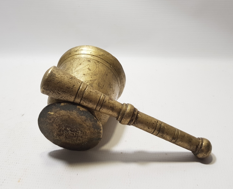 ÜZERİ YAZILI OSMANLI DÖNEMİ SÜLEYMANİYE İŞİ PİRİNÇ HAVAN