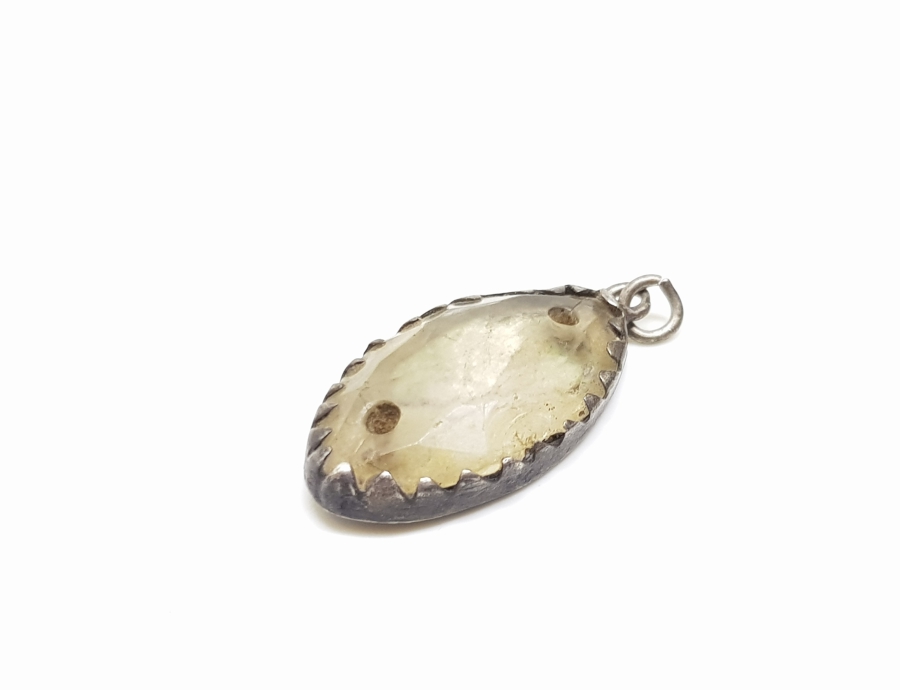 OSMANLI DÖNEMİ FASETA KESİMLİ NECEF TAŞLI GÜMÜŞ KOLYE UCU