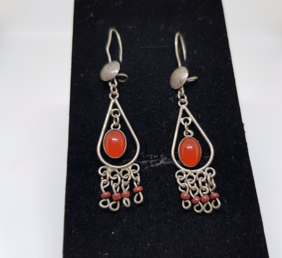 ÖZEL YAPIM AKİK TAŞLI GÜMÜŞ KÜPE