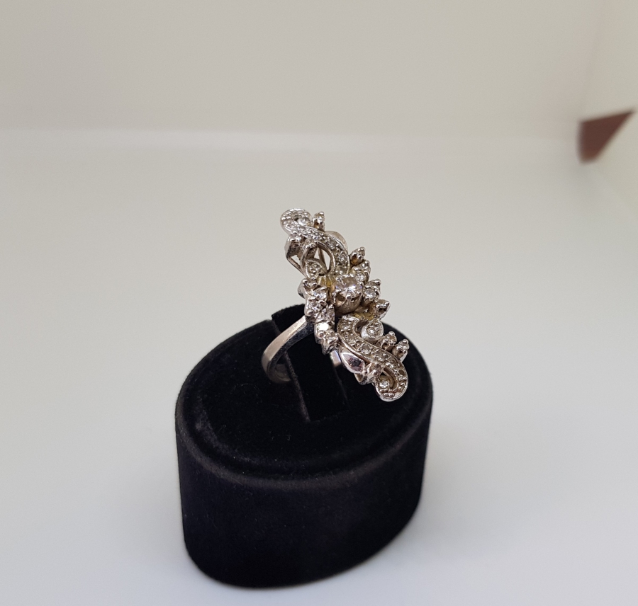 OSMANLI DÖNEMİ BÜYÜK BOY PIRLANTA VE ELMAS TAŞLI ÖZEL YAPIM ALTIN YÜZÜK