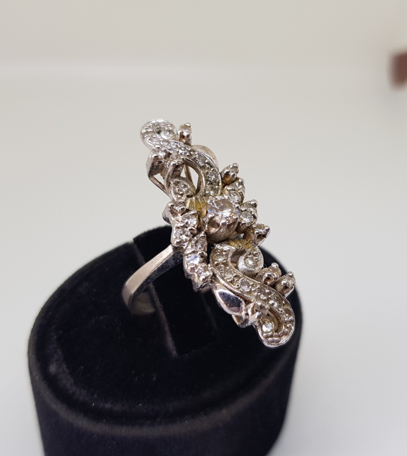 OSMANLI DÖNEMİ BÜYÜK BOY PIRLANTA VE ELMAS TAŞLI ÖZEL YAPIM ALTIN YÜZÜK