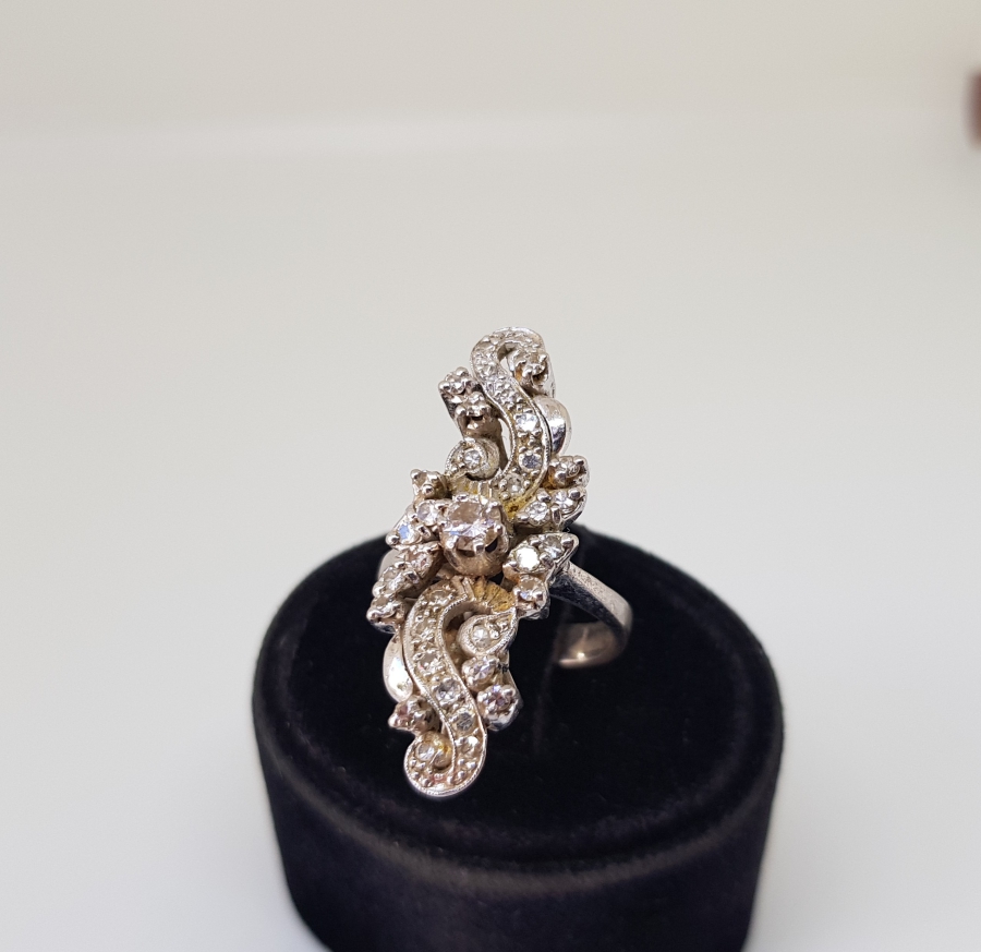 OSMANLI DÖNEMİ BÜYÜK BOY PIRLANTA VE ELMAS TAŞLI ÖZEL YAPIM ALTIN YÜZÜK