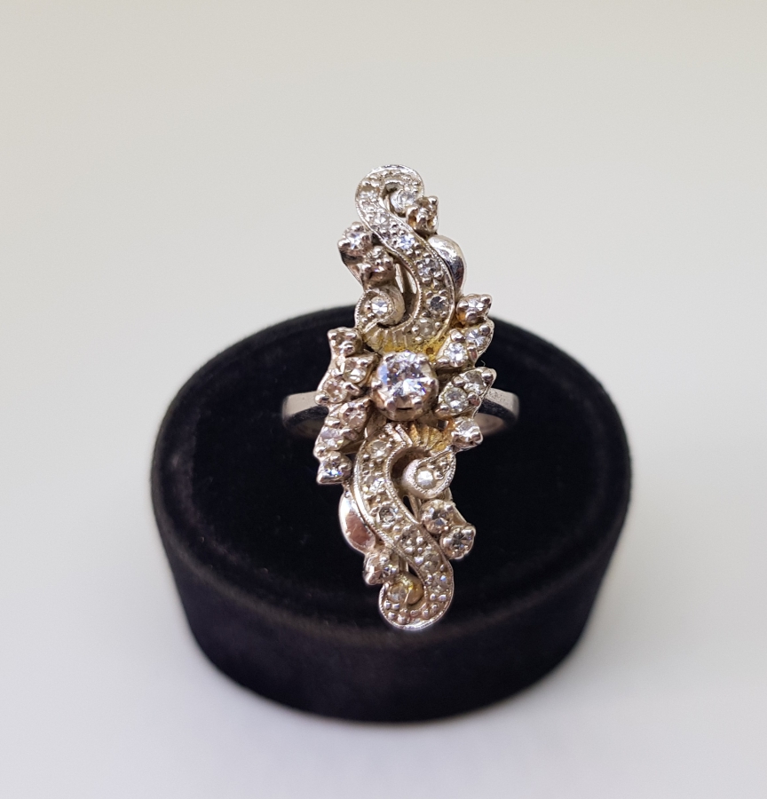 OSMANLI DÖNEMİ BÜYÜK BOY PIRLANTA VE ELMAS TAŞLI ÖZEL YAPIM ALTIN YÜZÜK