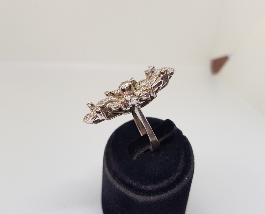 OSMANLI DÖNEMİ BÜYÜK BOY PIRLANTA VE ELMAS TAŞLI ÖZEL YAPIM ALTIN YÜZÜK