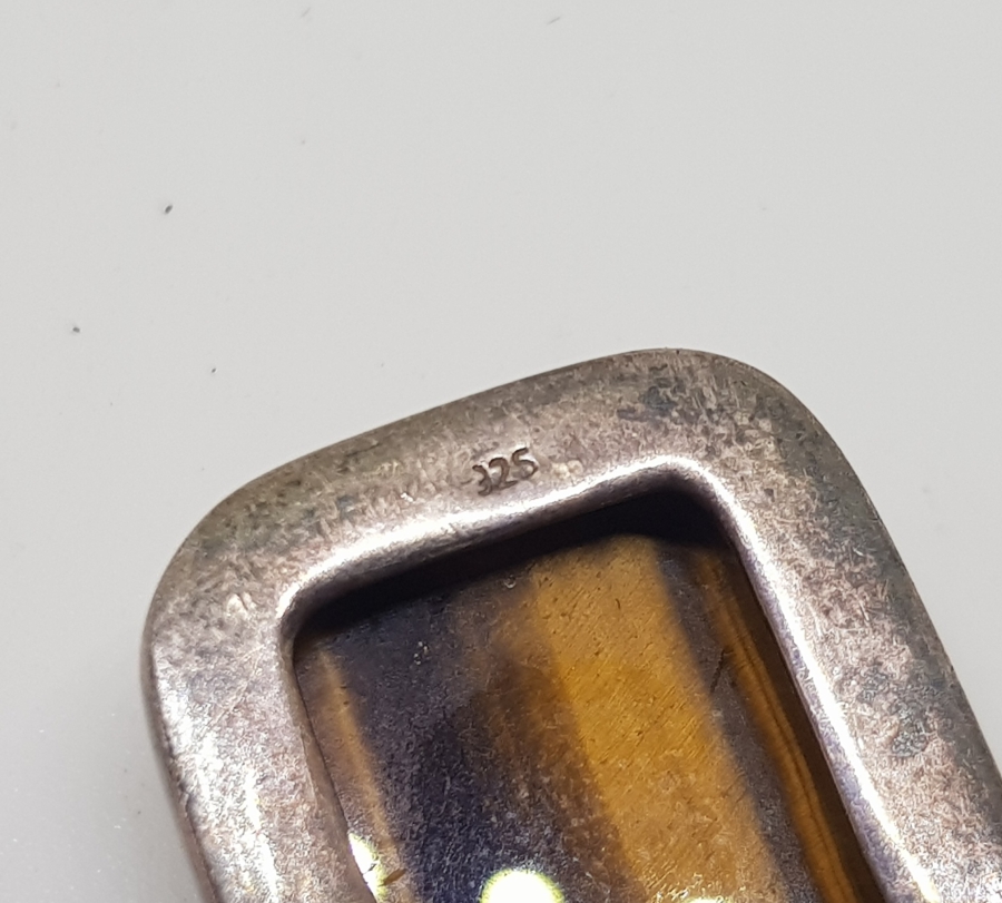 DOĞAL KAPLAN GÖZÜ TAŞLI ÖZEL YAPIM GÜMÜŞ KOLYE UCU