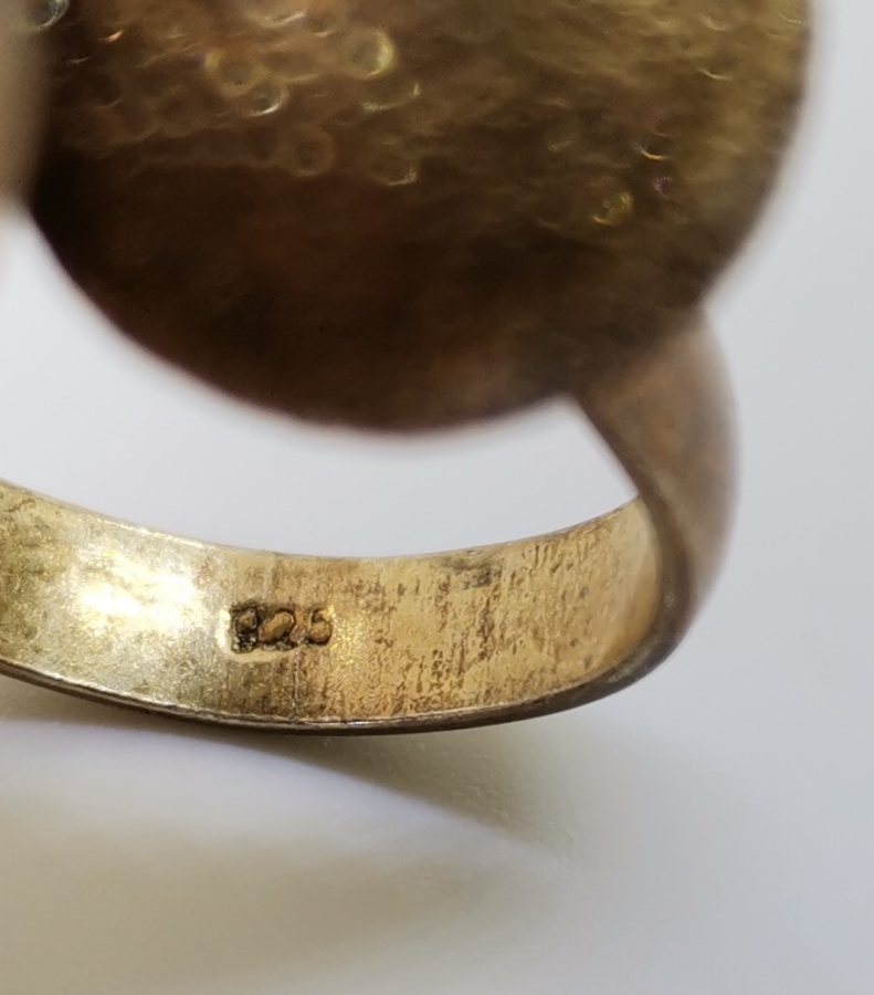 ÜZERİ ALTIN KAPLAMA ÖZEL YAPIM GÜMÜŞ YÜZÜK