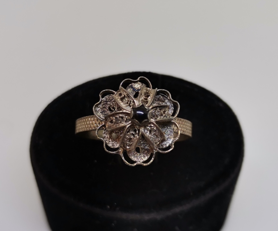 MARDİN DAMGALI TELKARİ İŞÇİLİKLİ ÖZEL YAPIM GÜMÜŞ YÜZÜK