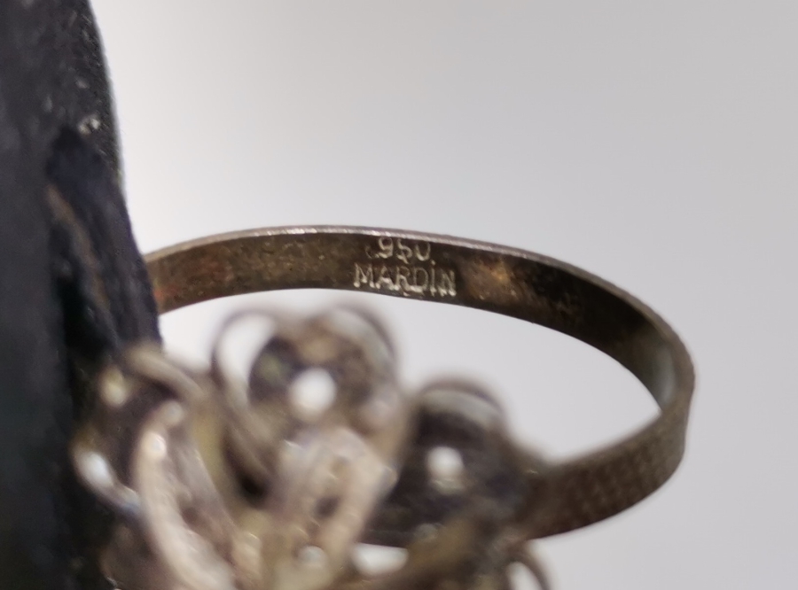 MARDİN DAMGALI TELKARİ İŞÇİLİKLİ ÖZEL YAPIM GÜMÜŞ YÜZÜK