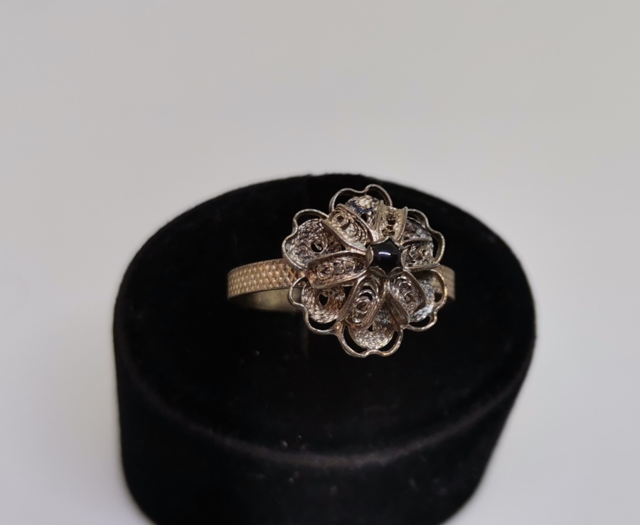 MARDİN DAMGALI TELKARİ İŞÇİLİKLİ ÖZEL YAPIM GÜMÜŞ YÜZÜK