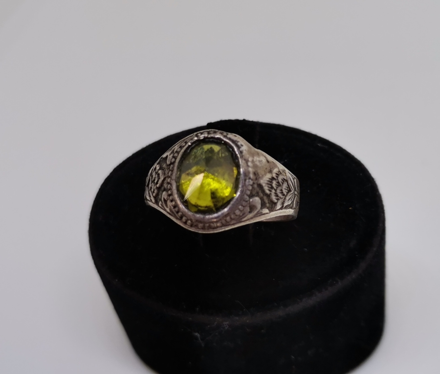 FASETA KESİMLİ SİTRİN TAŞLI GÜMÜŞ YÜZÜK